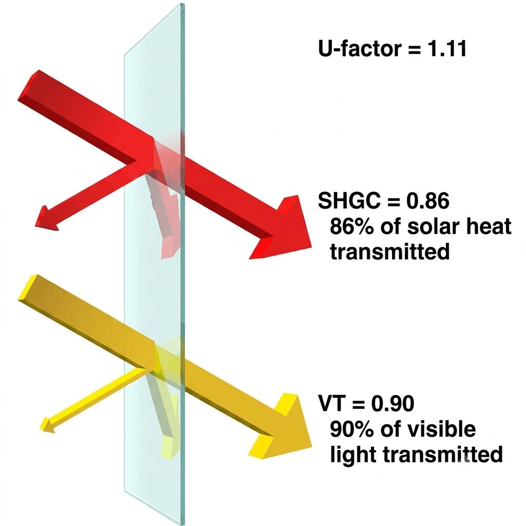 Single-pane clear glass glazing option for windows